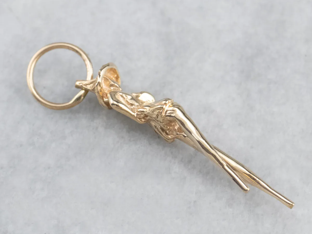 14K Gold Chinese Stilt Walker Pendant