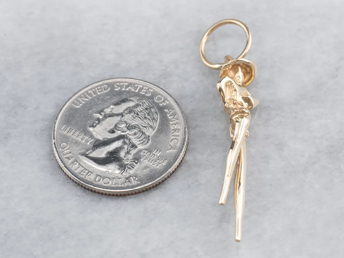 14K Gold Chinese Stilt Walker Pendant