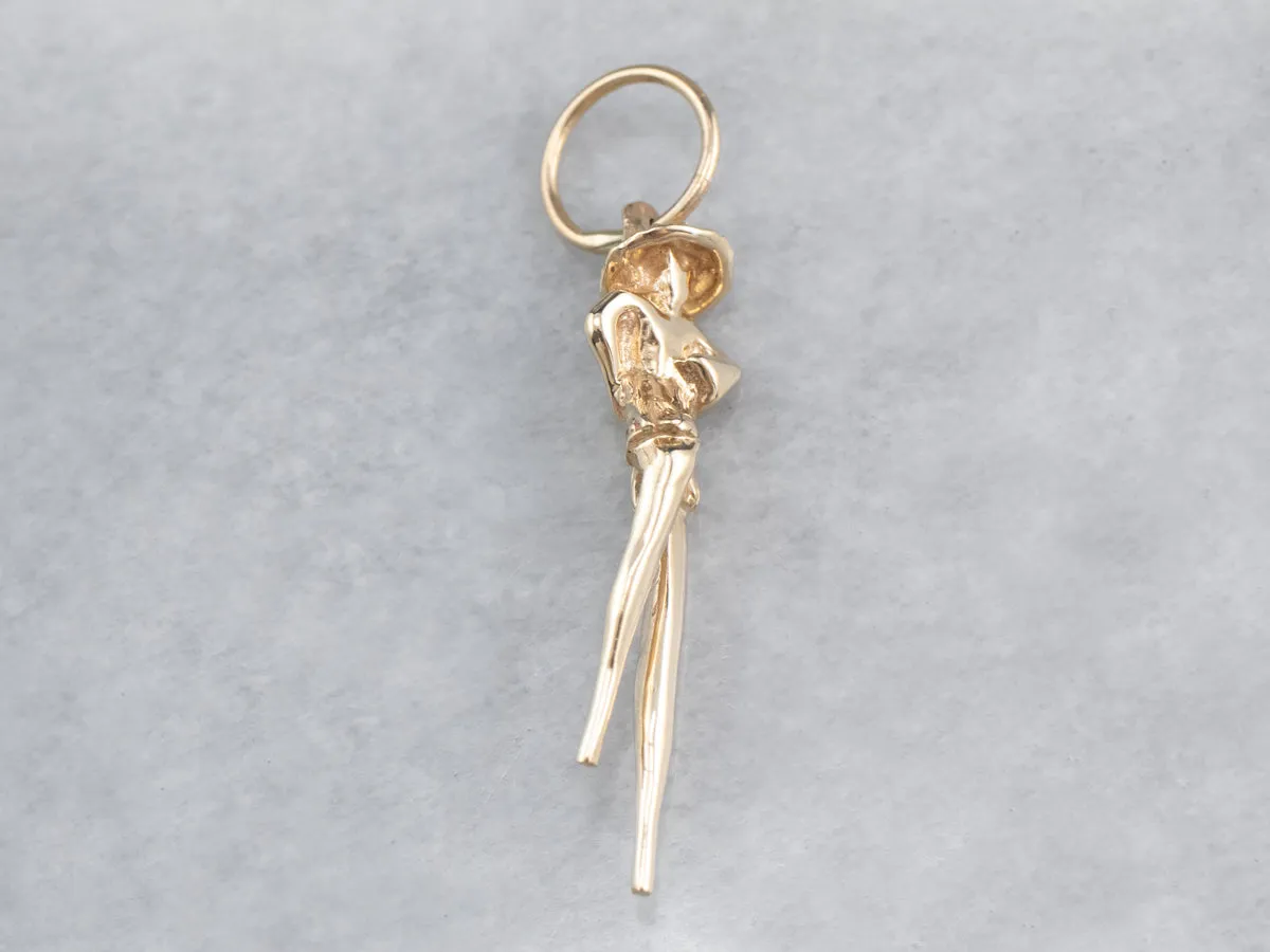 14K Gold Chinese Stilt Walker Pendant