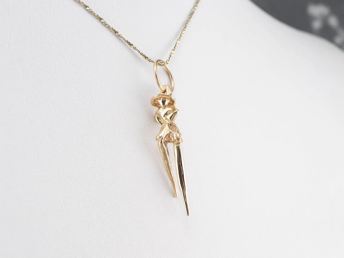 14K Gold Chinese Stilt Walker Pendant