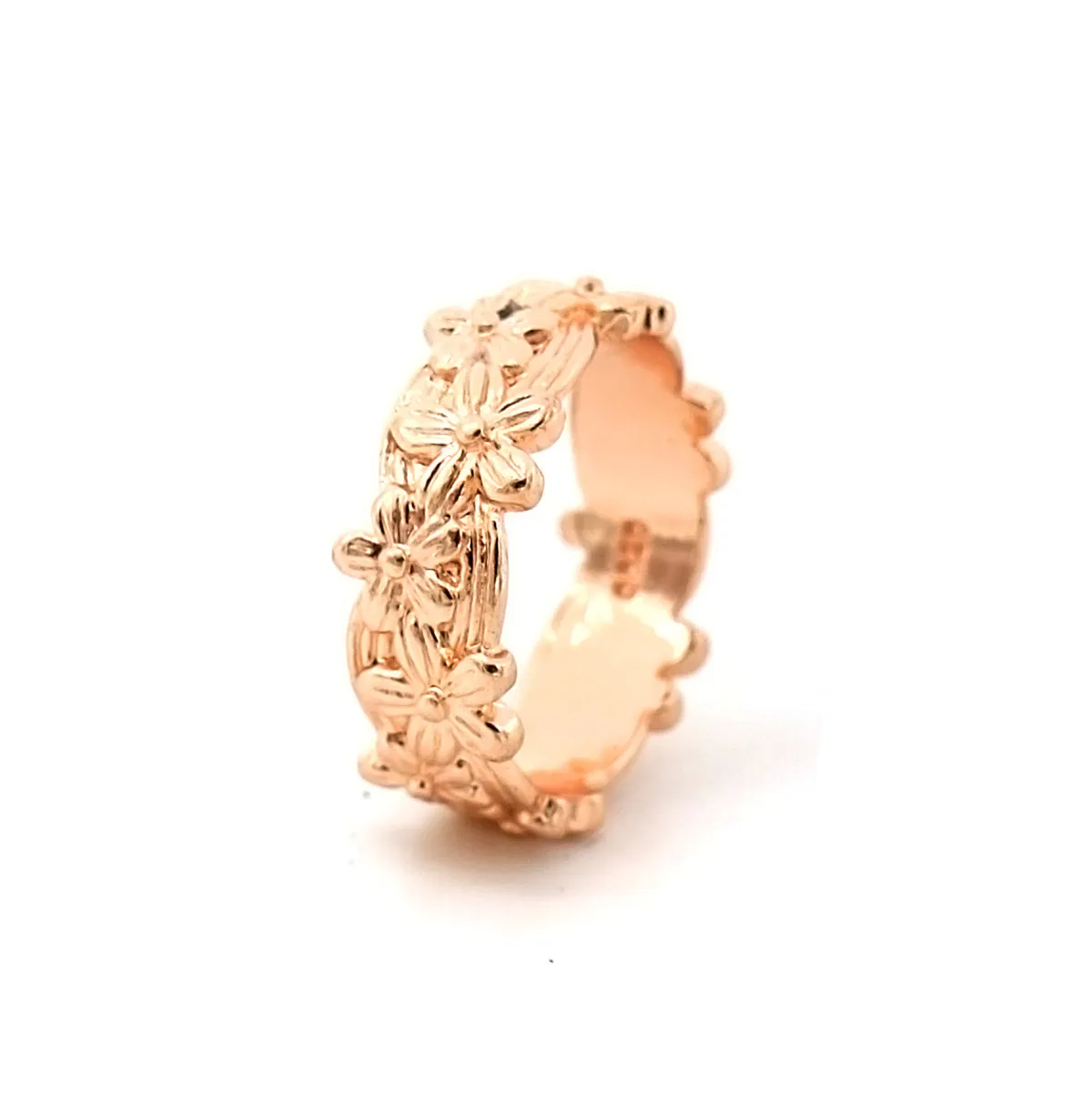 14K Rose Gold Flower Band Ring