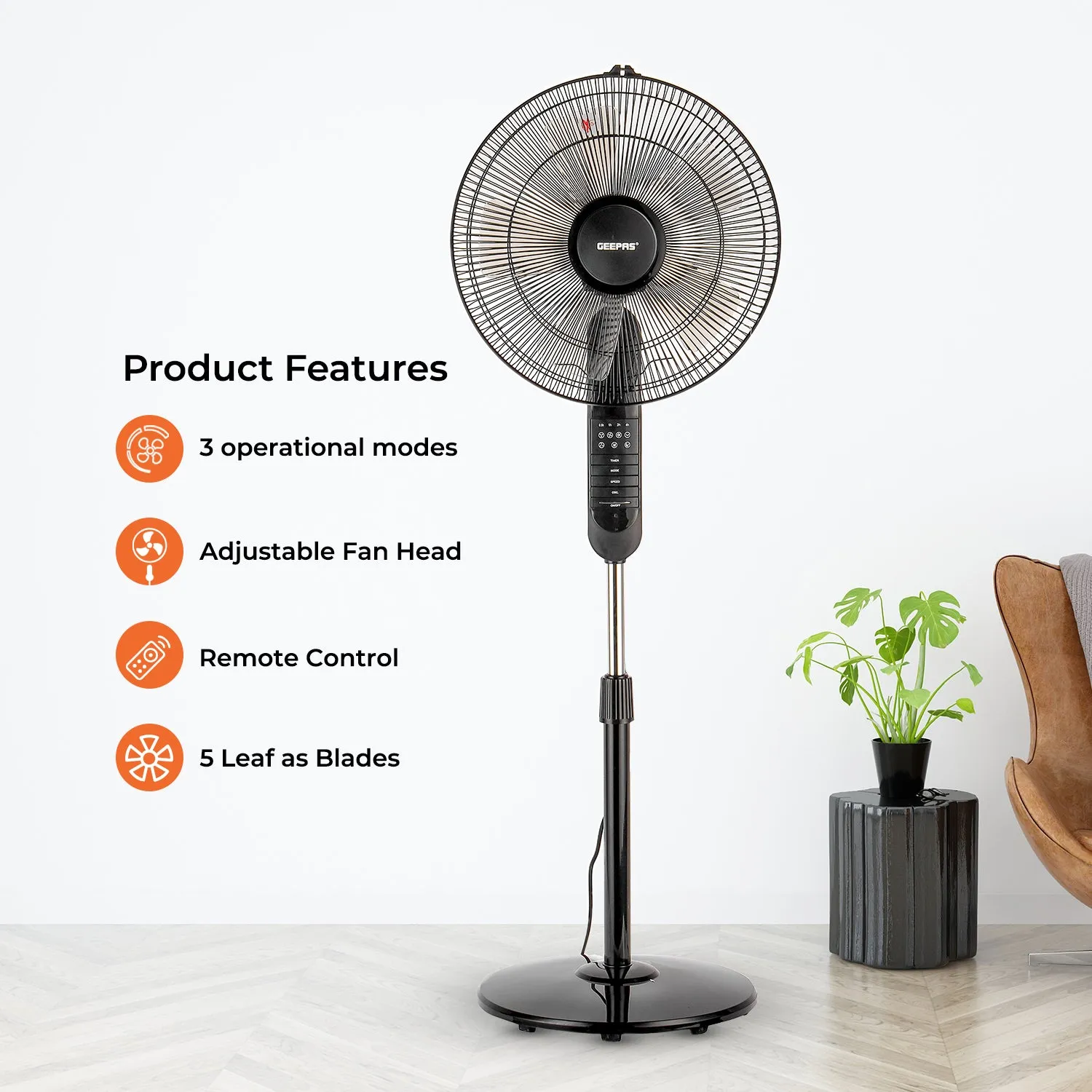 16-inch Pedestal Fan with Remote Control 60W