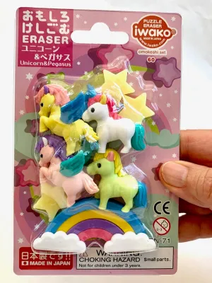 382931 IWAKO Unicorn & Pegasus Eraser Card-Single