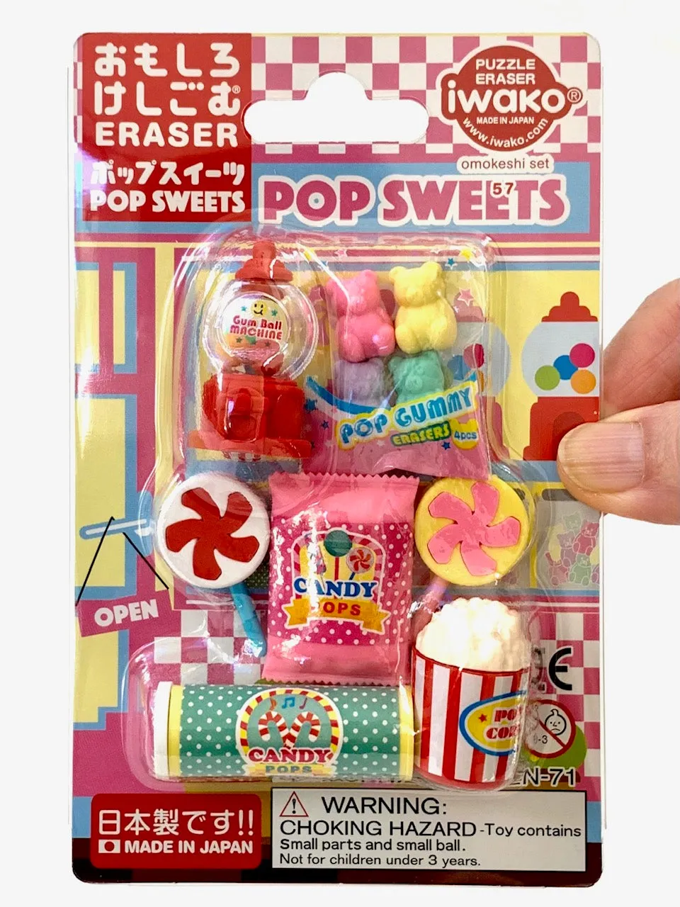 38297 IWAKO CANDY SWEETS ERASER CARD-10 CARDS