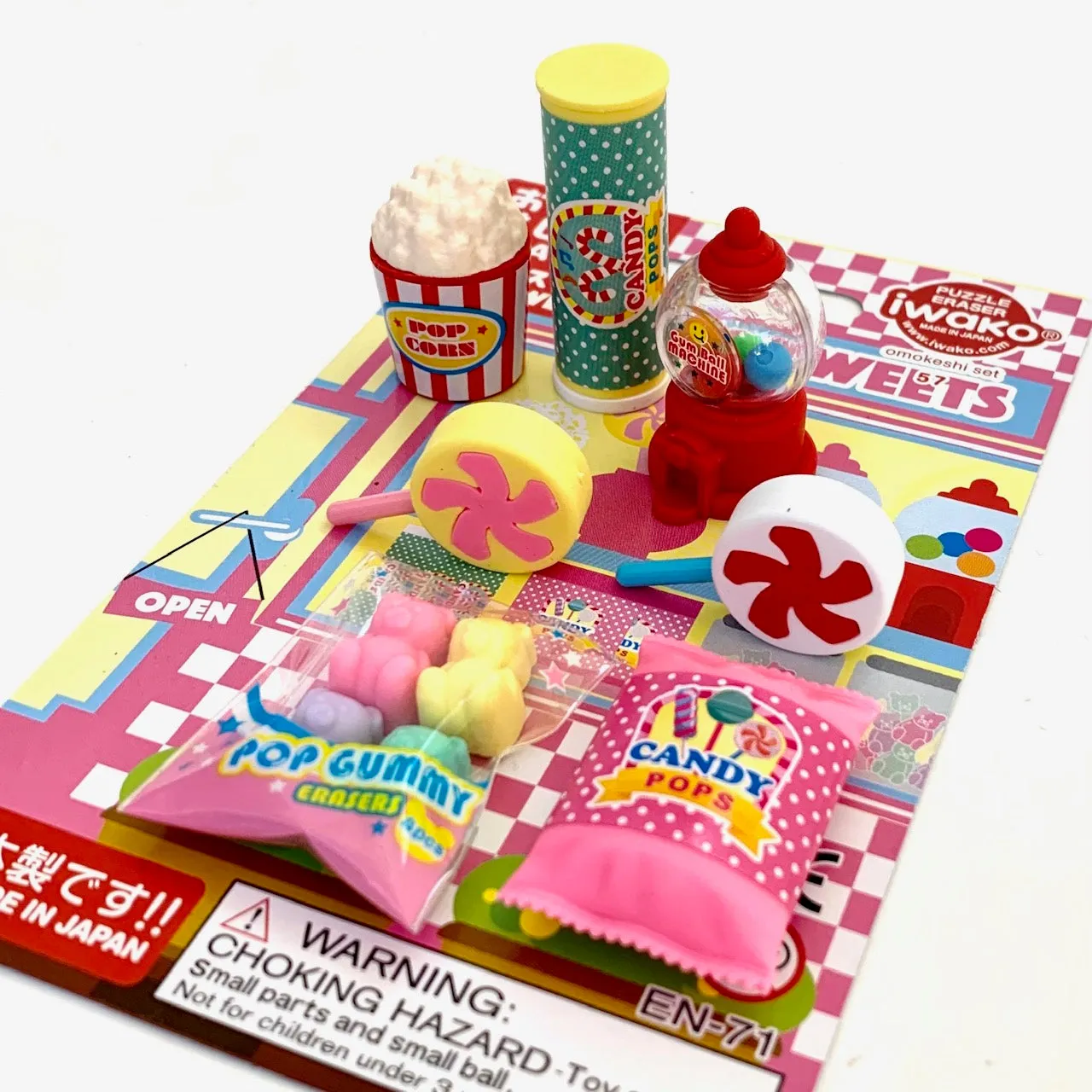 38297 IWAKO CANDY SWEETS ERASER CARD-10 CARDS