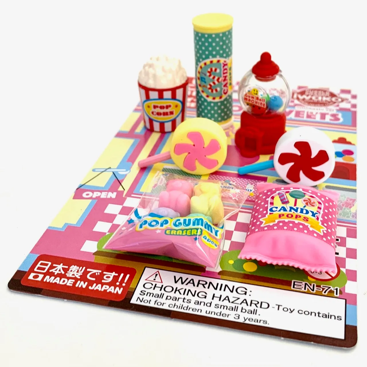 38297 IWAKO CANDY SWEETS ERASER CARD-10 CARDS