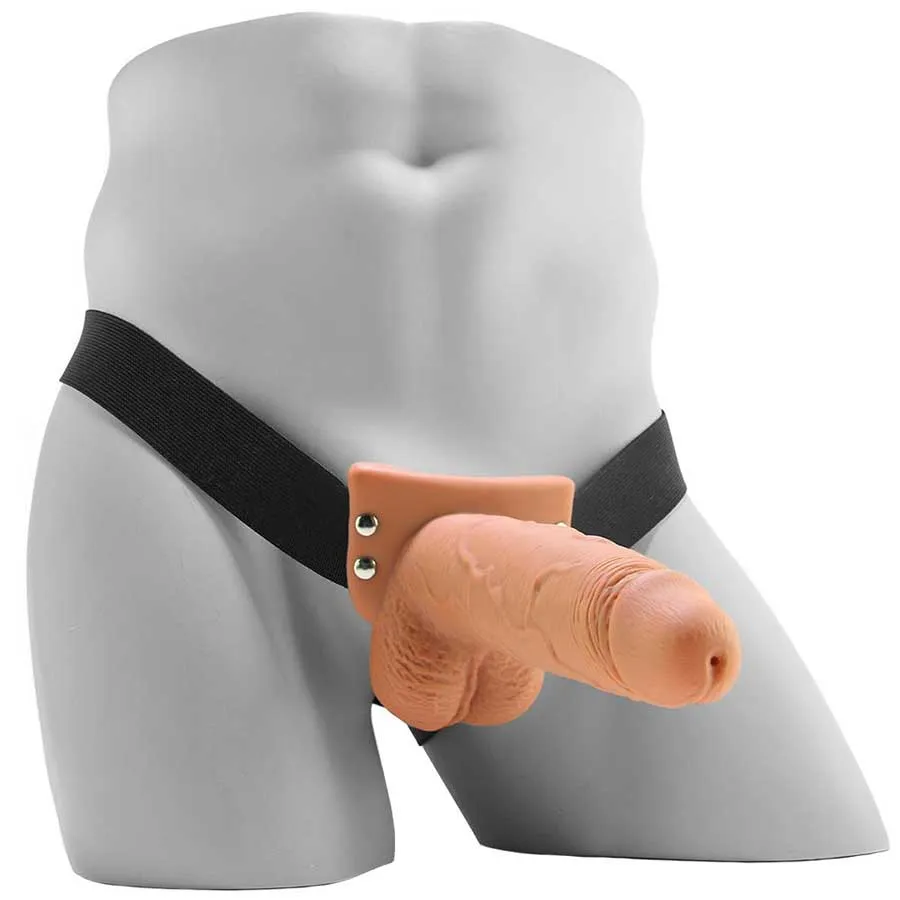 7 Inch Tan Squirting Hollow Realistic Strap-On with Balls by Fetish Fantasy