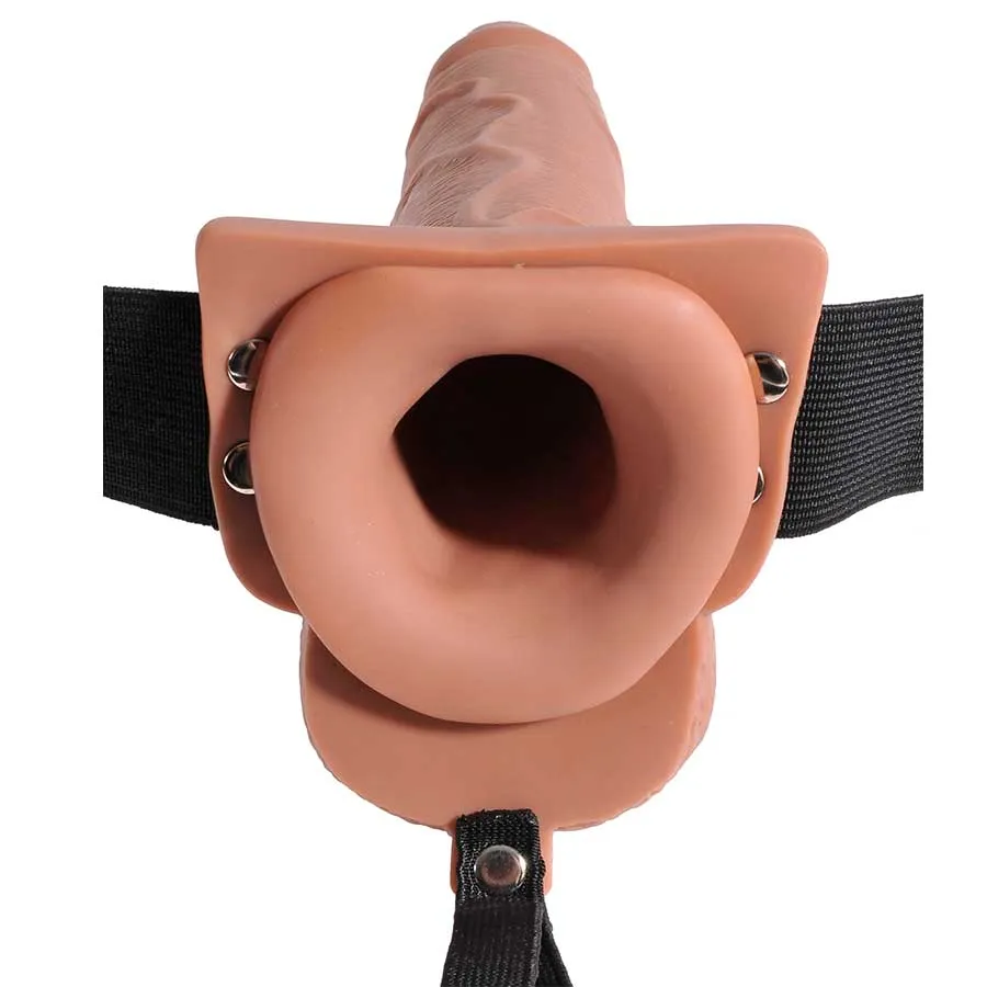 7 Inch Tan Squirting Hollow Realistic Strap-On with Balls by Fetish Fantasy