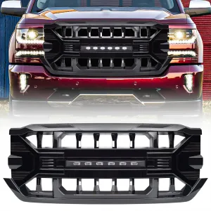 AMERICAN MODIFIED Armor Grille for 2016-2019 Chevy Silverado 1500, Glossy Black