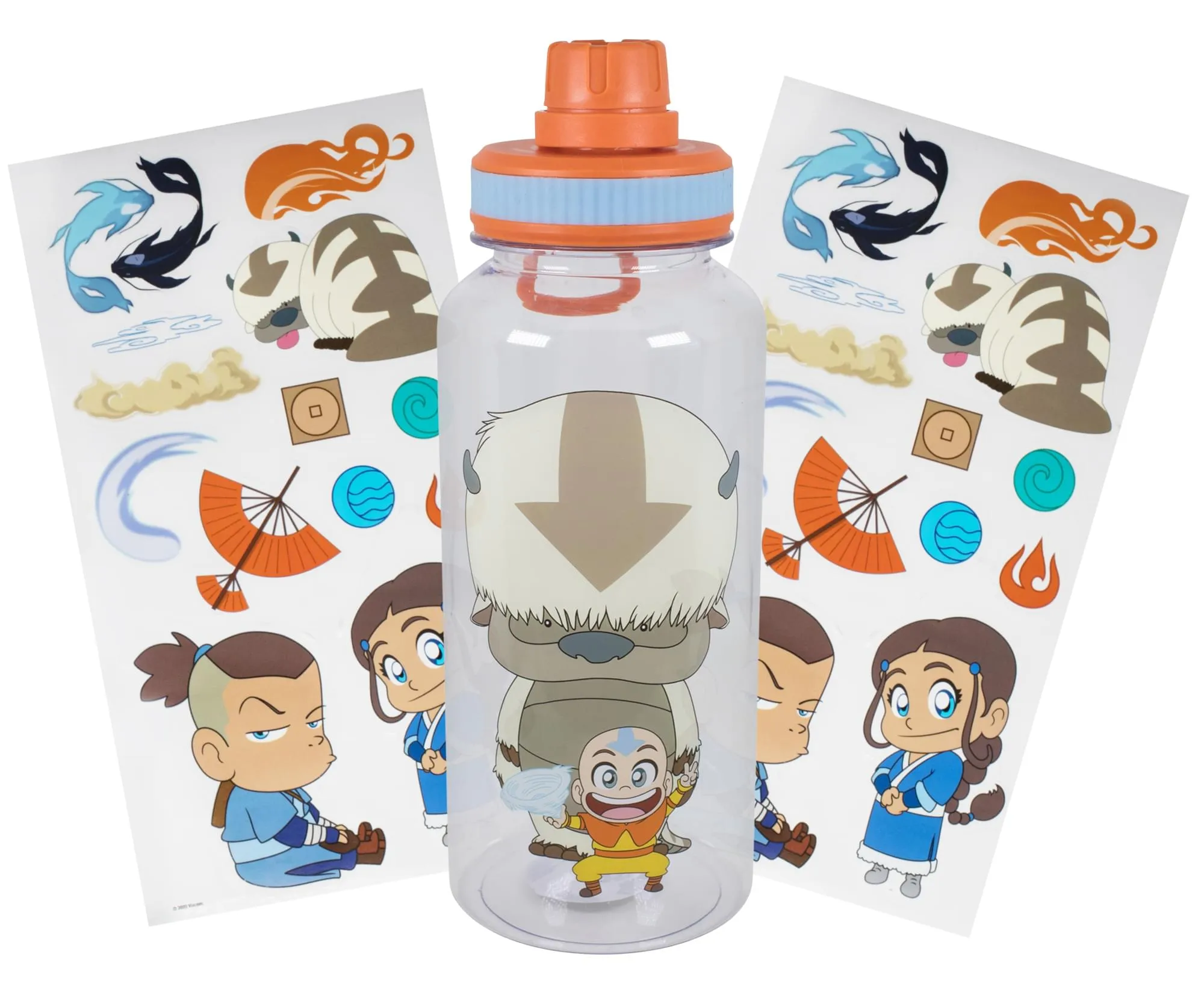 Avatar Chibi Aang & Appa Twist Spout Water Bottle And Sticker Set | 32 Ounces