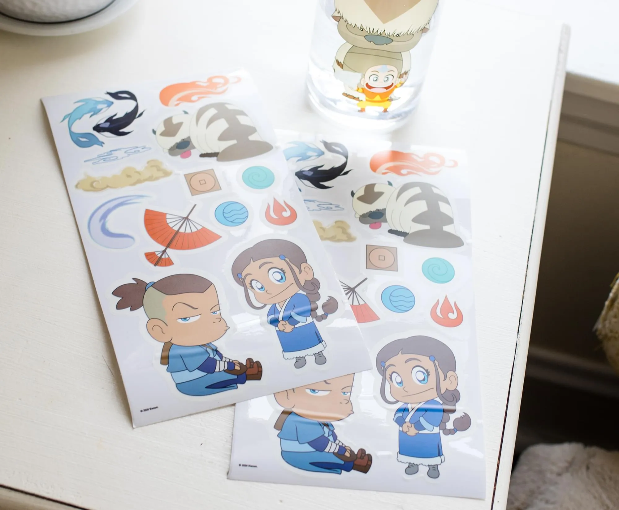 Avatar Chibi Aang & Appa Twist Spout Water Bottle And Sticker Set | 32 Ounces