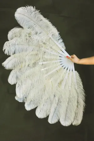 Beige intermediate 2 layers Ostrich Feather Fan 30"x 54"