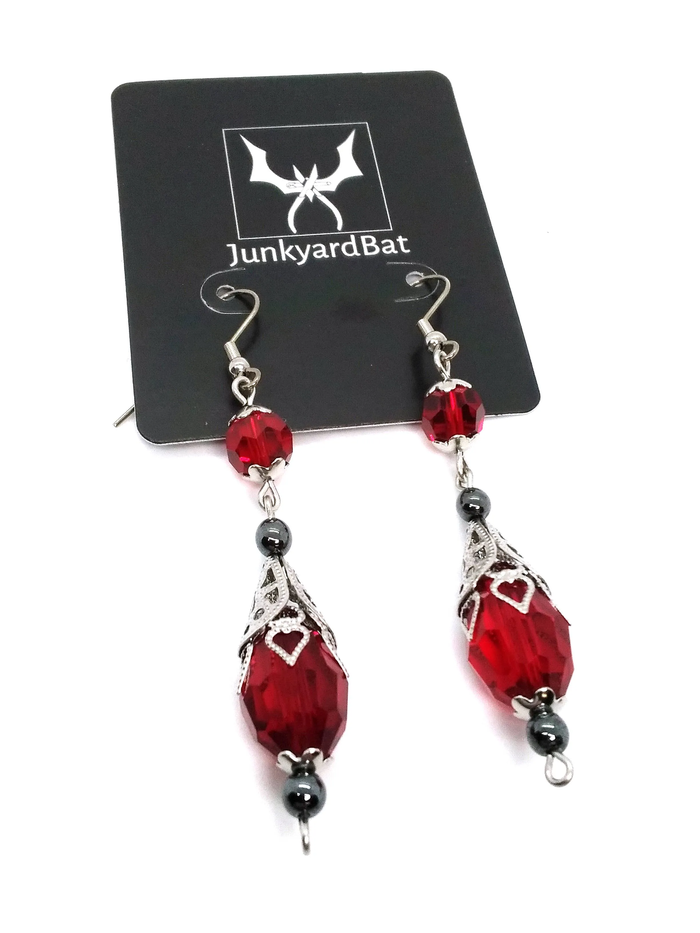 Bloodmoon Blossoms: Crimson Drop Earrings