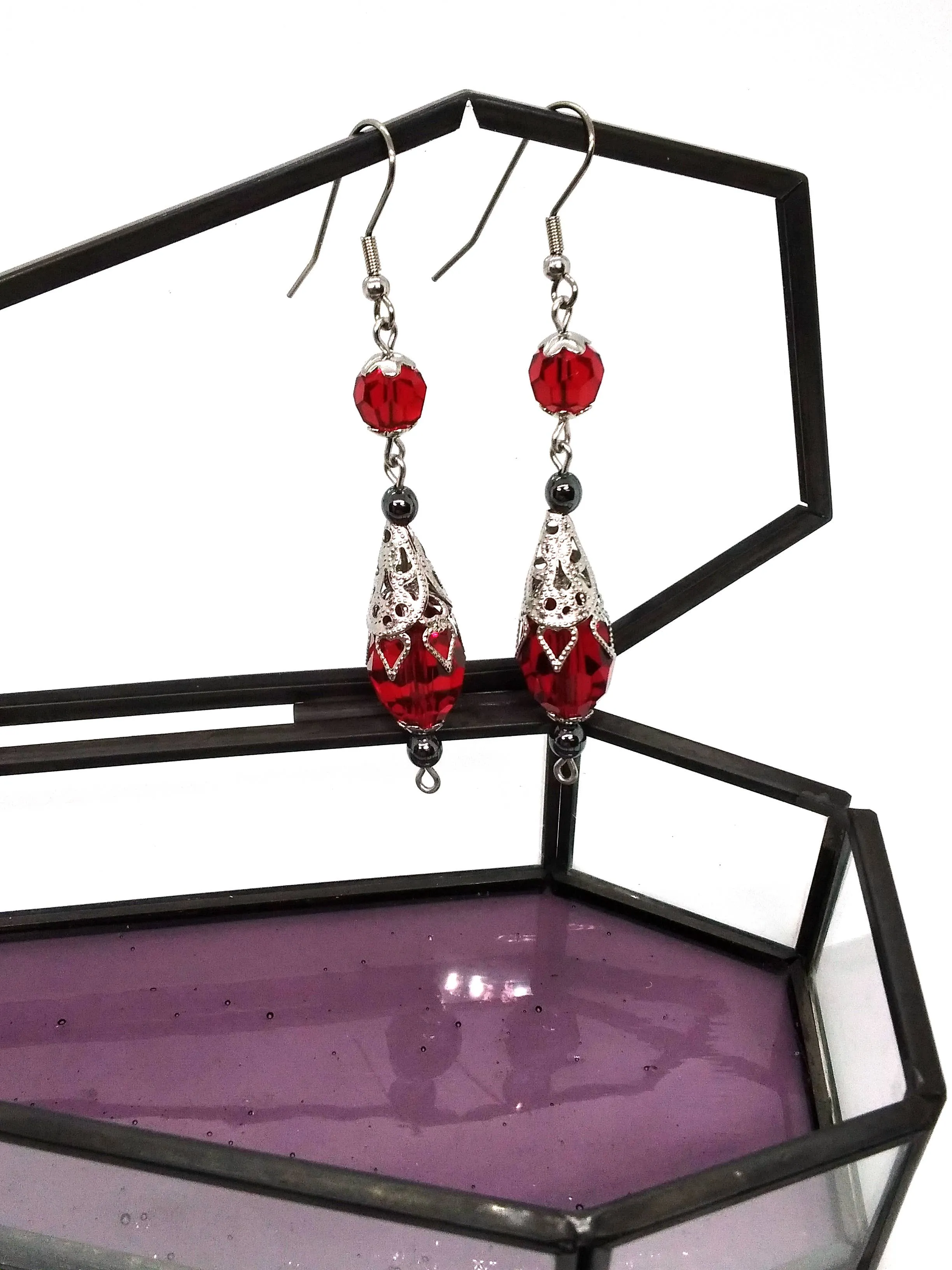 Bloodmoon Blossoms: Crimson Drop Earrings