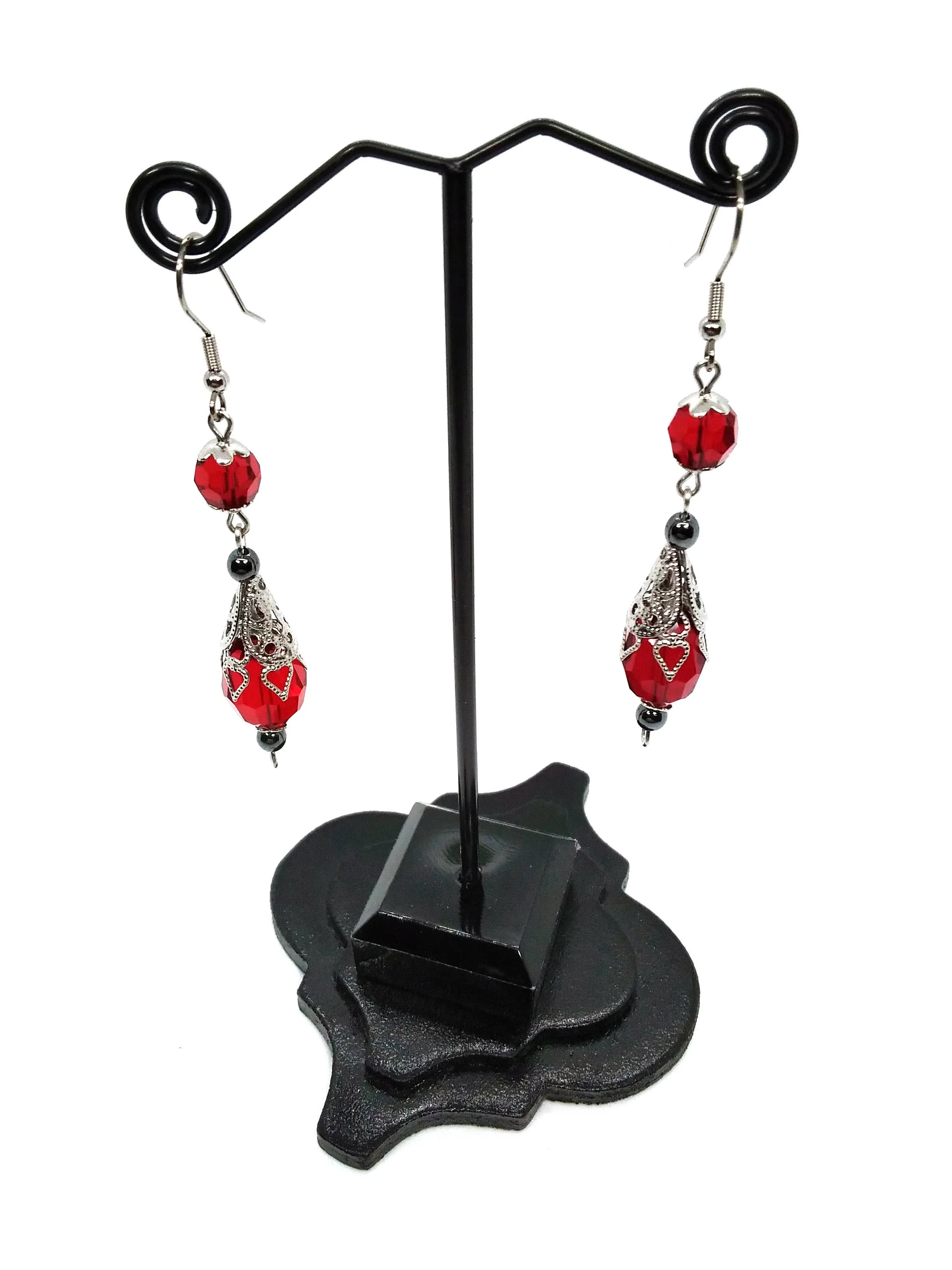 Bloodmoon Blossoms: Crimson Drop Earrings