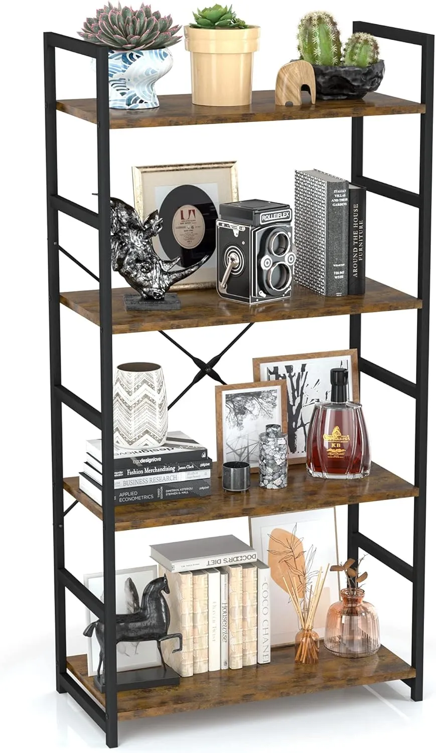 Bookshelf, Tall Bookcase, Office Shelf Storage Organizer