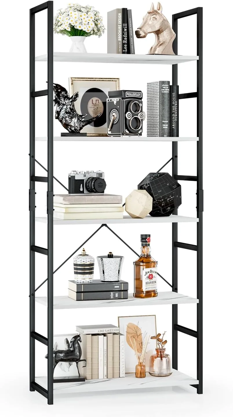 Bookshelf, Tall Bookcase, Office Shelf Storage Organizer