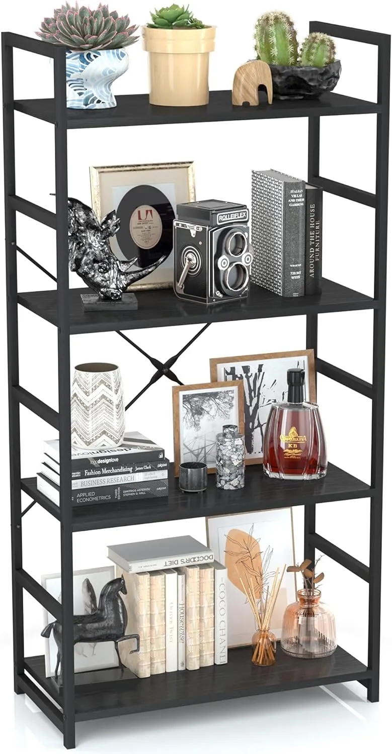 Bookshelf, Tall Bookcase, Office Shelf Storage Organizer