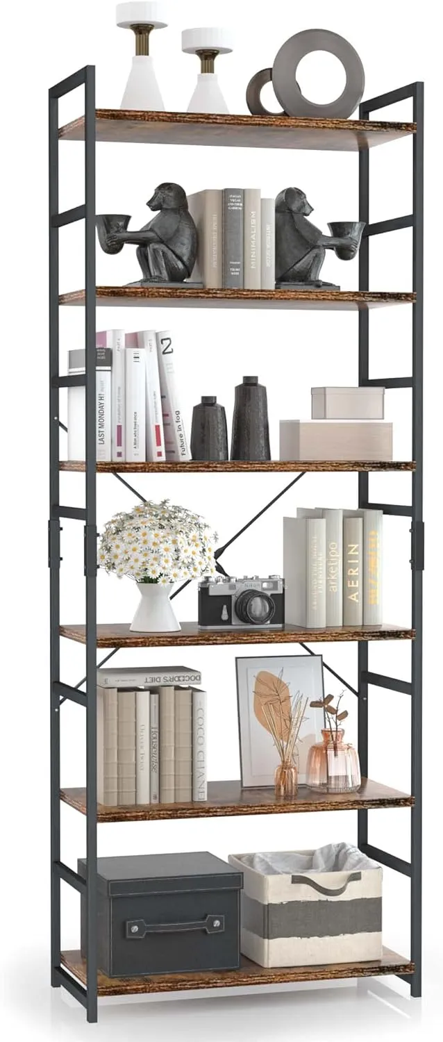 Bookshelf, Tall Bookcase, Office Shelf Storage Organizer