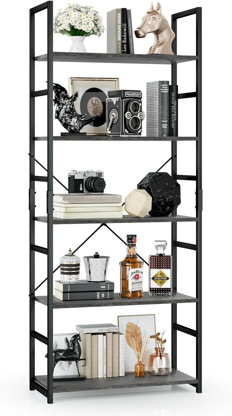 Bookshelf, Tall Bookcase, Office Shelf Storage Organizer