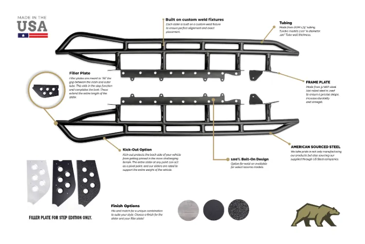 Cali Raise LED 2014-2021 TOYOTA TUNDRA STEP EDITION ROCK SLIDERS