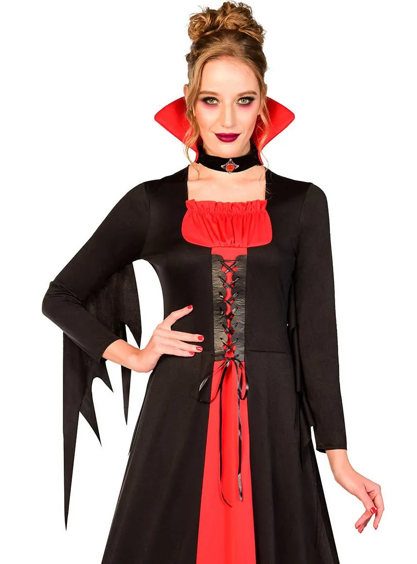 Classic Red and Black Vampire Womens Plus Size Halloween Costume