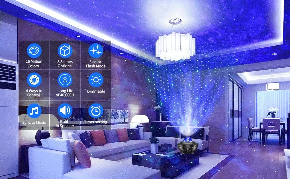 CRONY YK-1 Star lights Galaxy Projector, Star Projector 3 in 1 Night Light Projector w/LED Nebula Cloud with Bluetooth Music karaoke Speaker