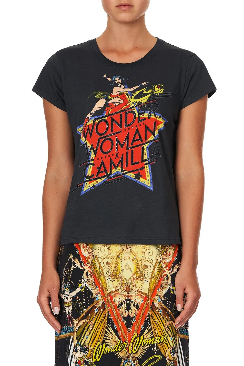 CURVED HEM FITTED TEE WONDER WOMAN