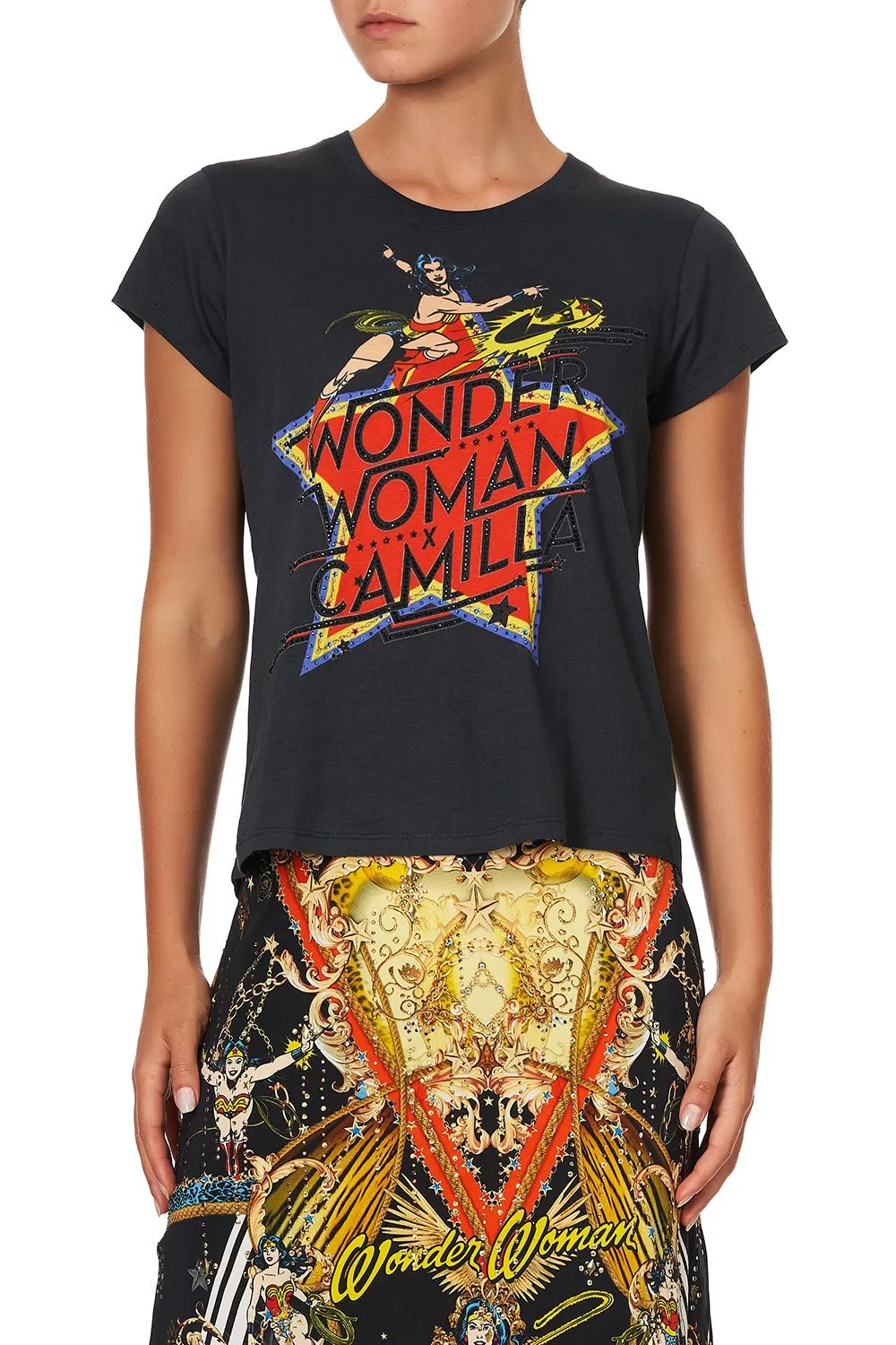 CURVED HEM FITTED TEE WONDER WOMAN