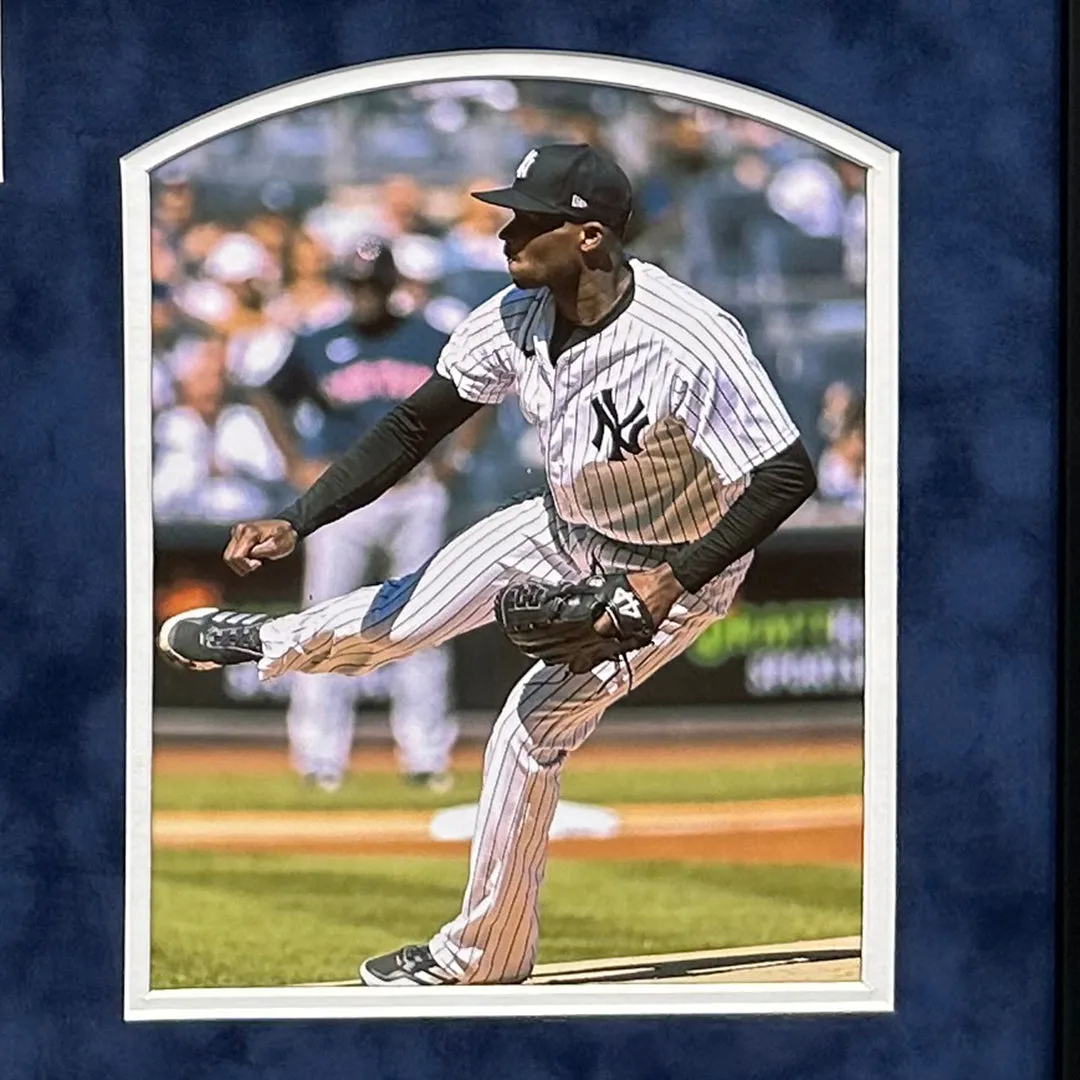 Domingo German Signed New York Gray Custom Double-Suede Framed baseball Jersey (JSA)