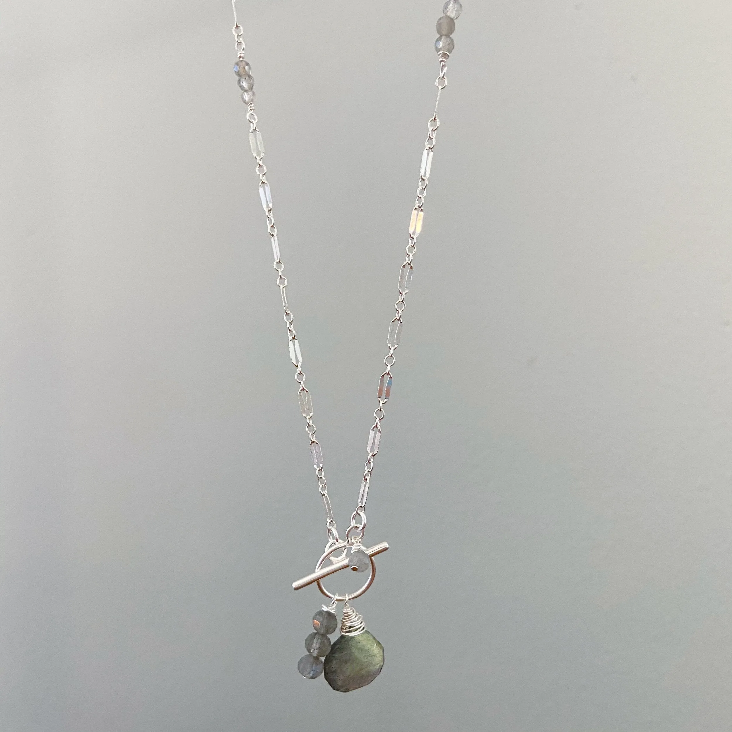 Eliza- Personalizable Labradorite Luxe Charm Necklace in Gold or Silver