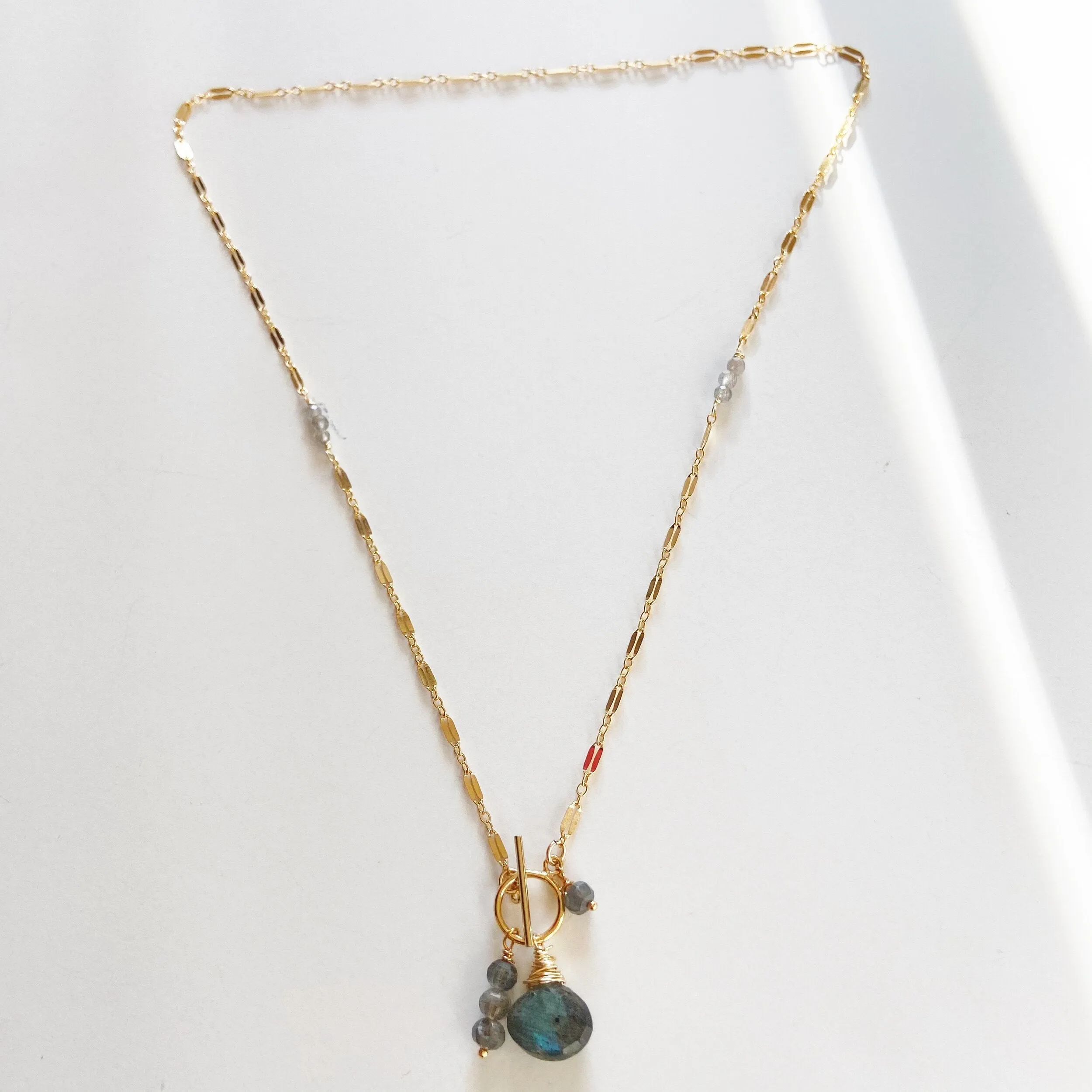 Eliza- Personalizable Labradorite Luxe Charm Necklace in Gold or Silver