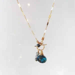 Eliza- Personalizable Labradorite Luxe Charm Necklace in Gold or Silver