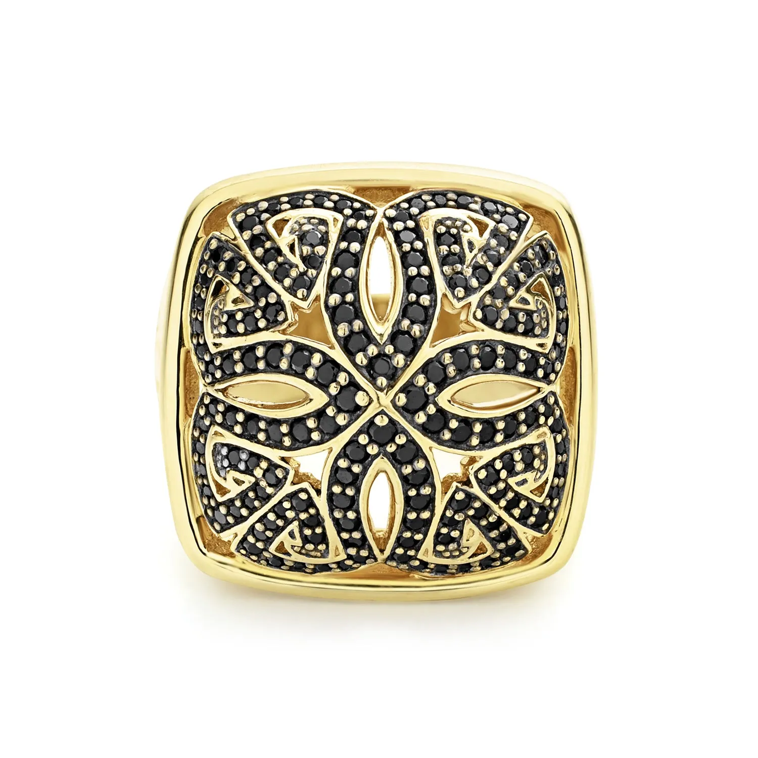 Empress Pavé Ring Large - 18K Gold Vermeil   CZ Noir