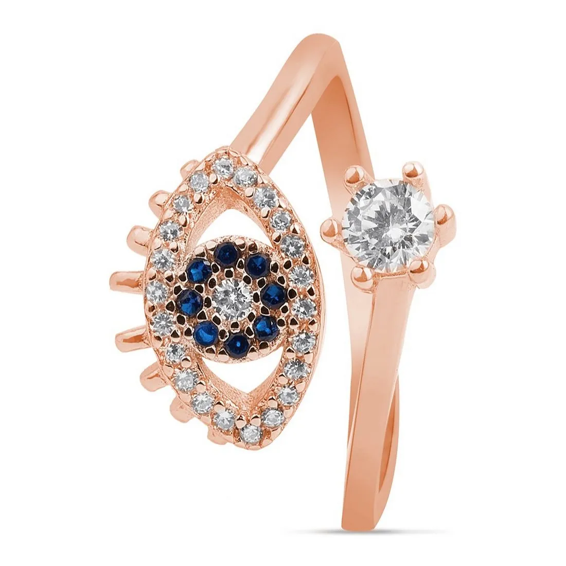 Guardian's Gaze: 925 Sterling Silver Rose Gold Plated Ring