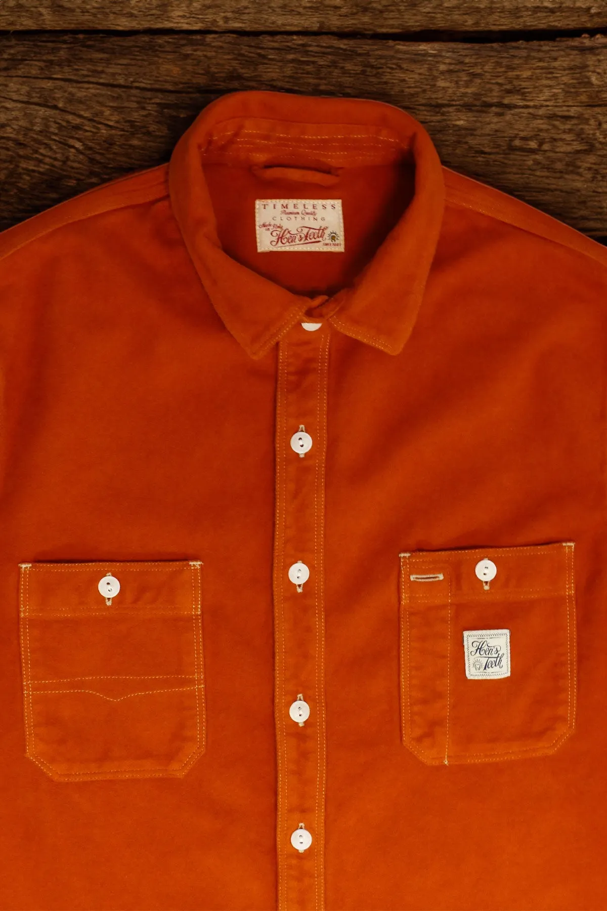 Hen's Teeth - HTM-S1M2 Work Shirt in Moleskin Rust