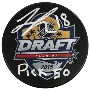 Jordan Greenway Signed and Inscribed 2015 NHL Draft Puck Minnesota Wild (Number 1/15)