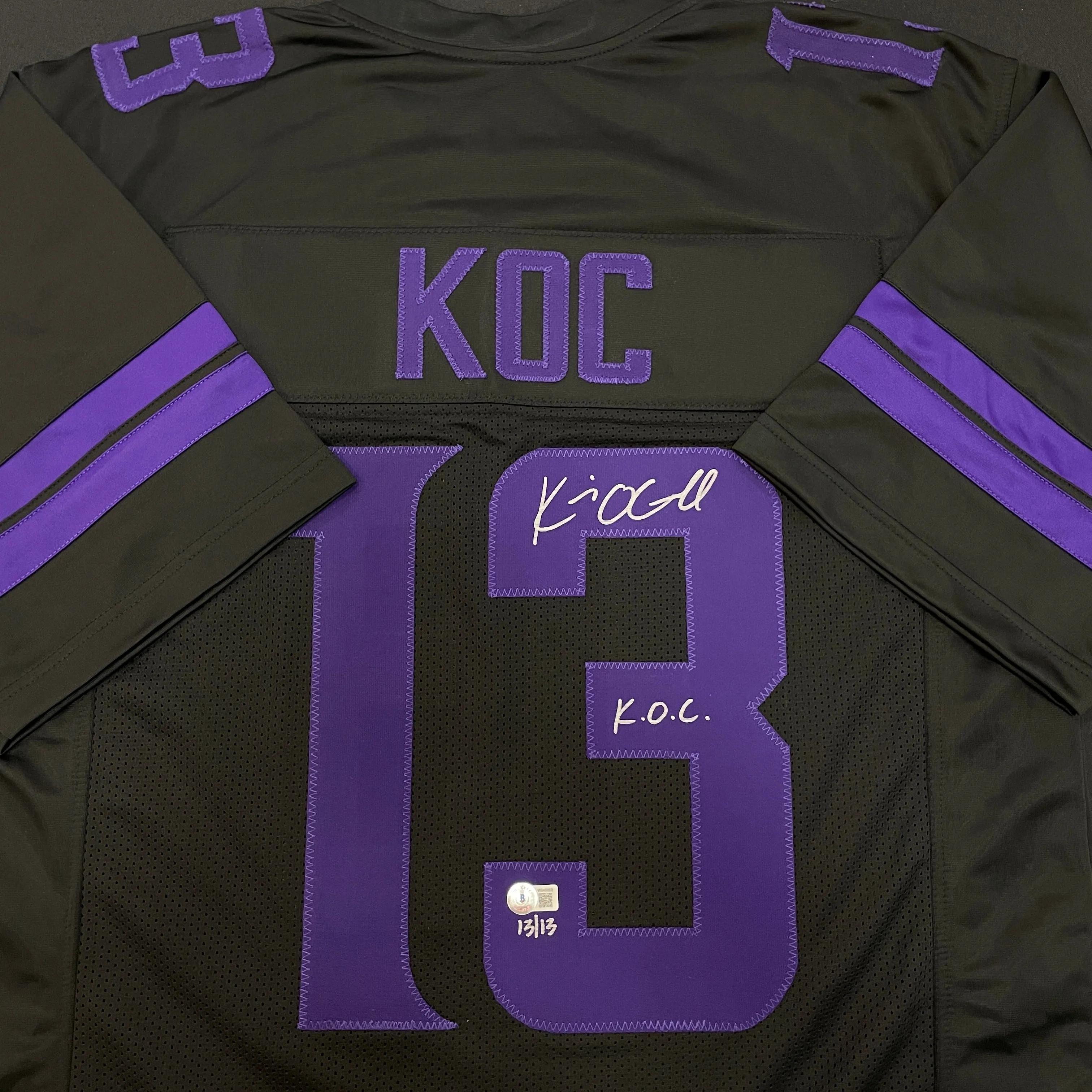 Kevin O'Connell Autographed Fan HQ Exclusive Blackout Nickname Jersey w/ K.O.C. Inscription (Numbered Edition)