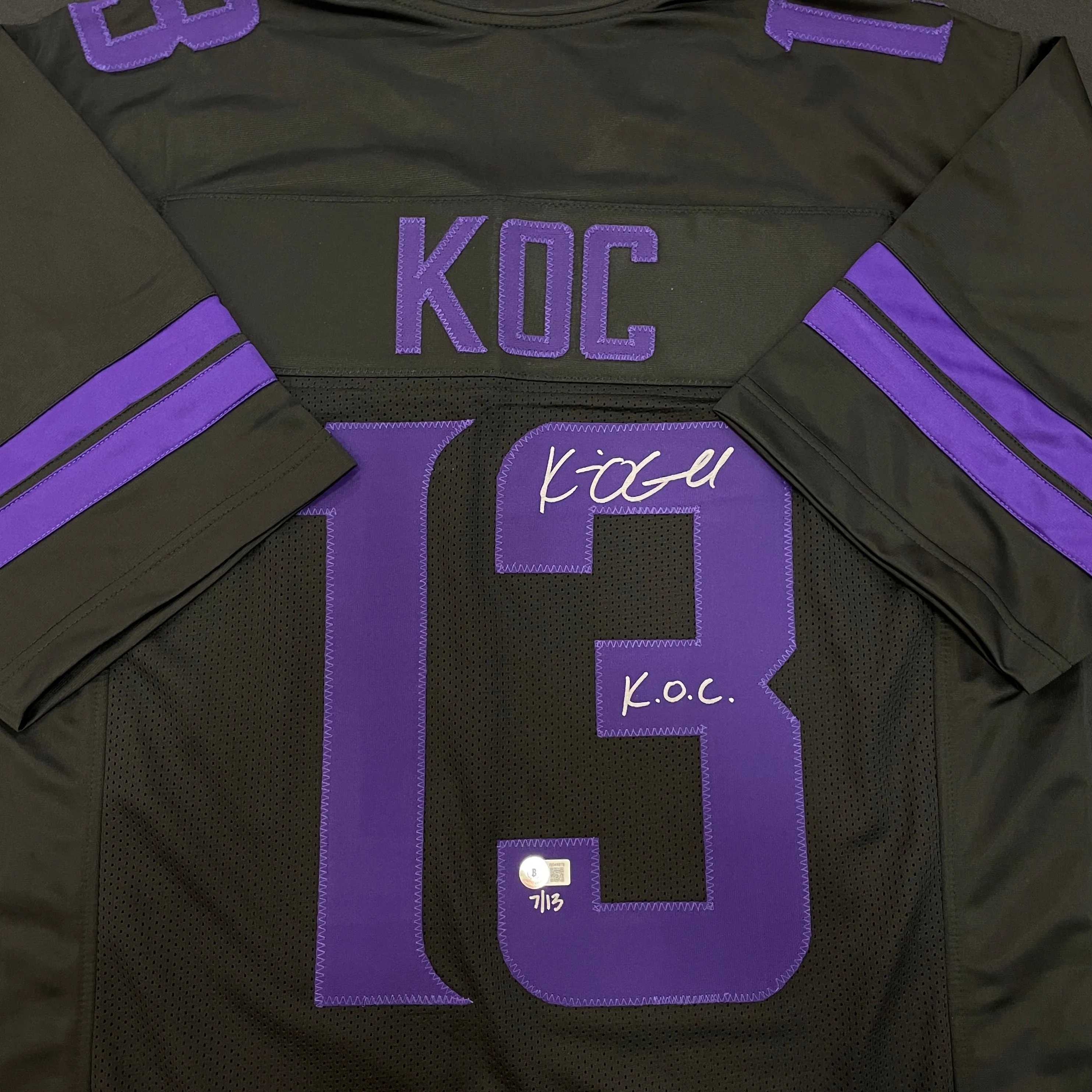 Kevin O'Connell Autographed Fan HQ Exclusive Blackout Nickname Jersey w/ K.O.C. Inscription (Numbered Edition)