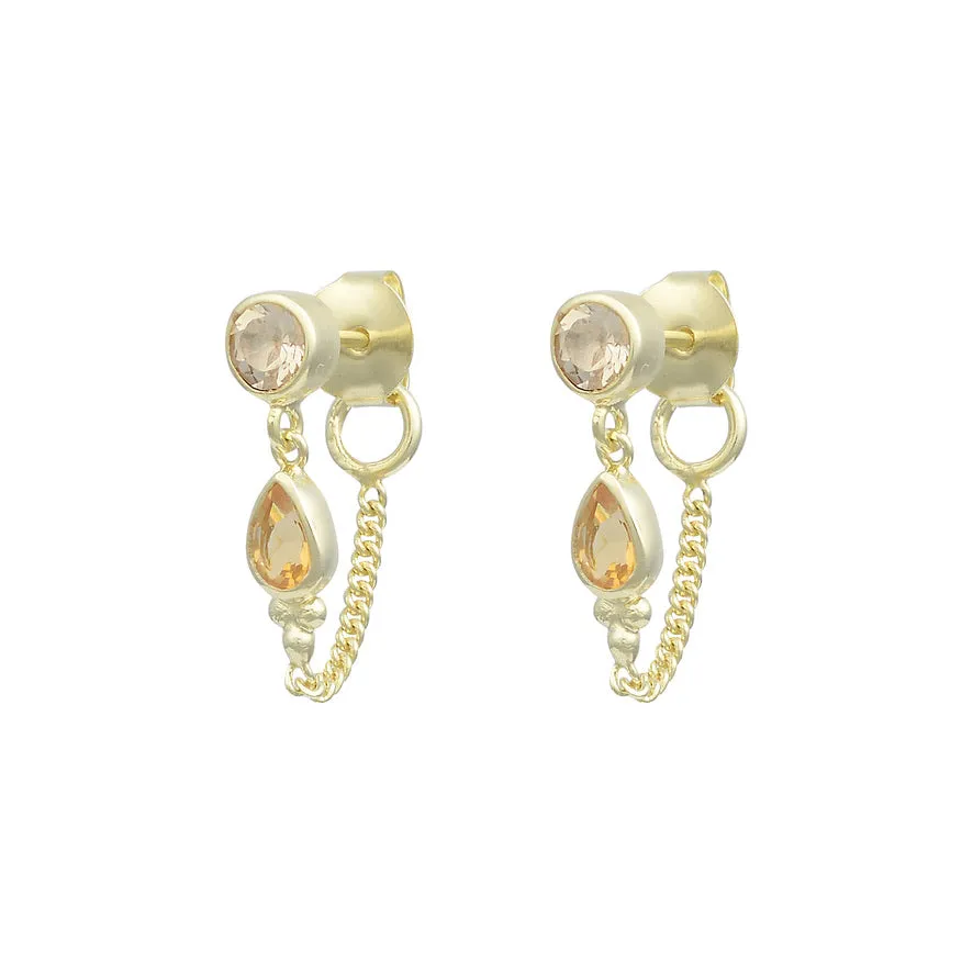 Leona 14K Gold Vermeil Citrine Stud Earrings