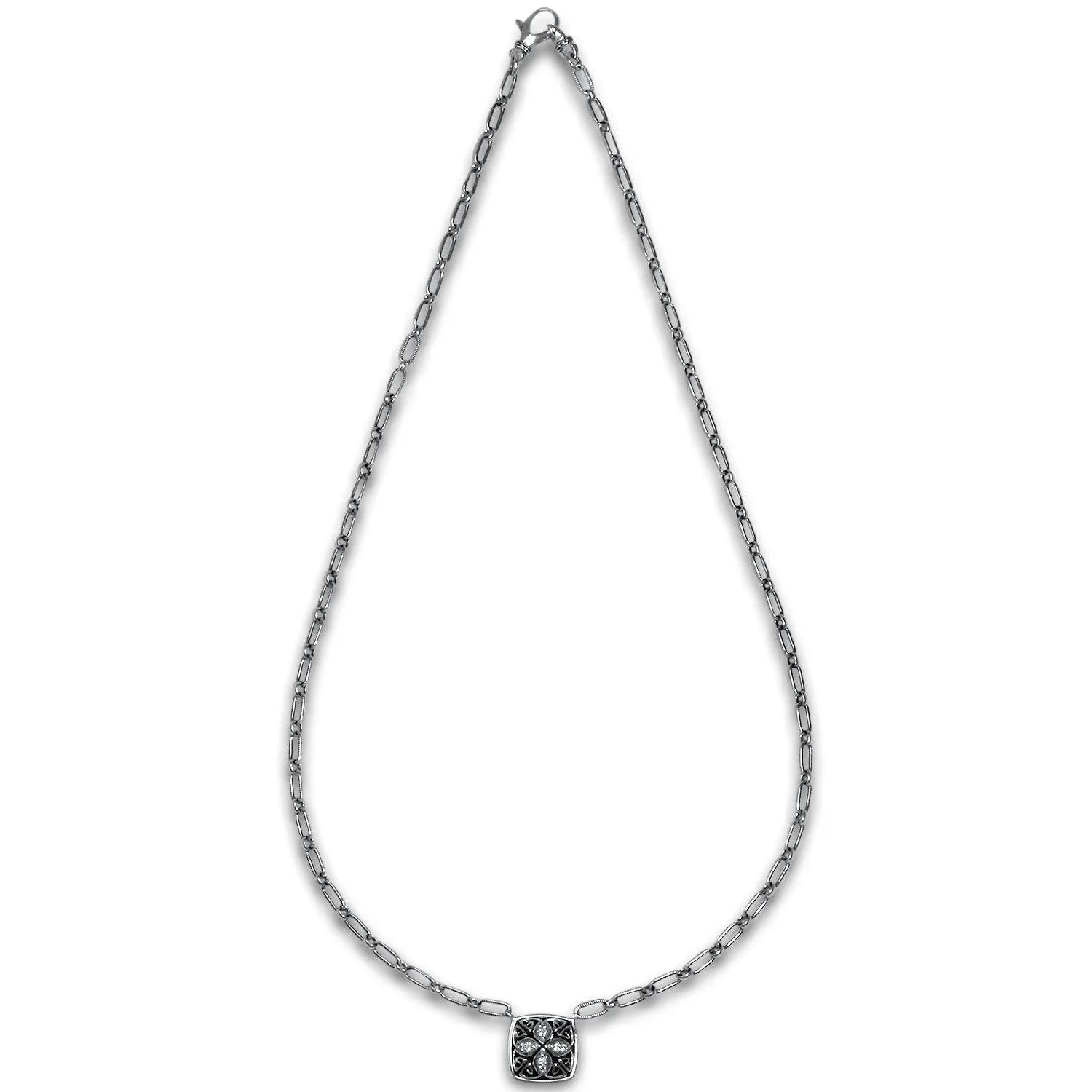 Marquise Pavé Necklace 18" - Sterling Silver   CZ Blanc