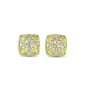 Marquise Pavé Stud Earring - 18K Gold Vermeil   CZ Blanc