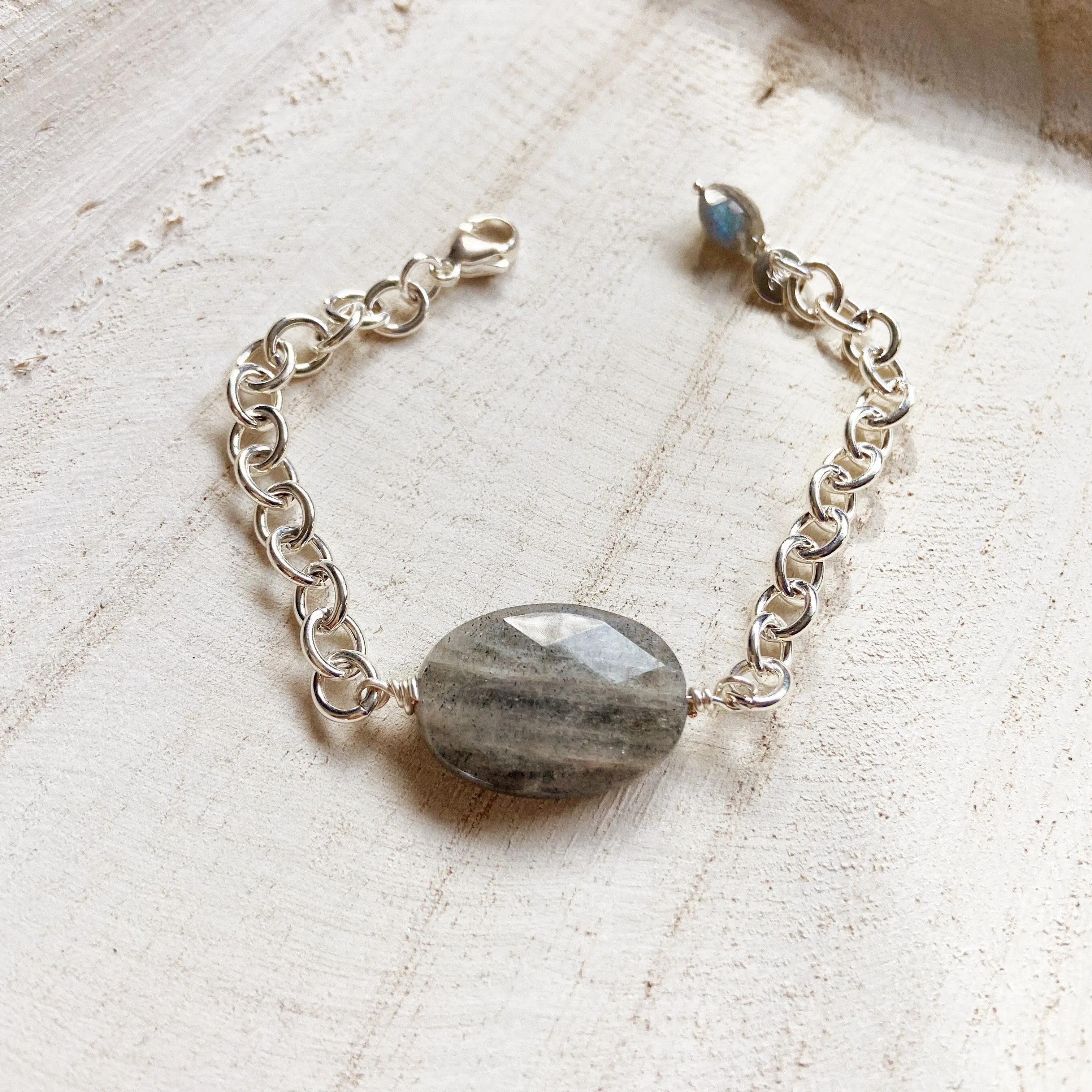 Maya - Chunky Labradorite Chain Bracelet in Silver or Gold