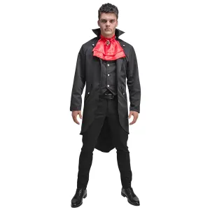 Mens Gothic Vampire Costume Black Tailed Coat Dracula Fancy Dress