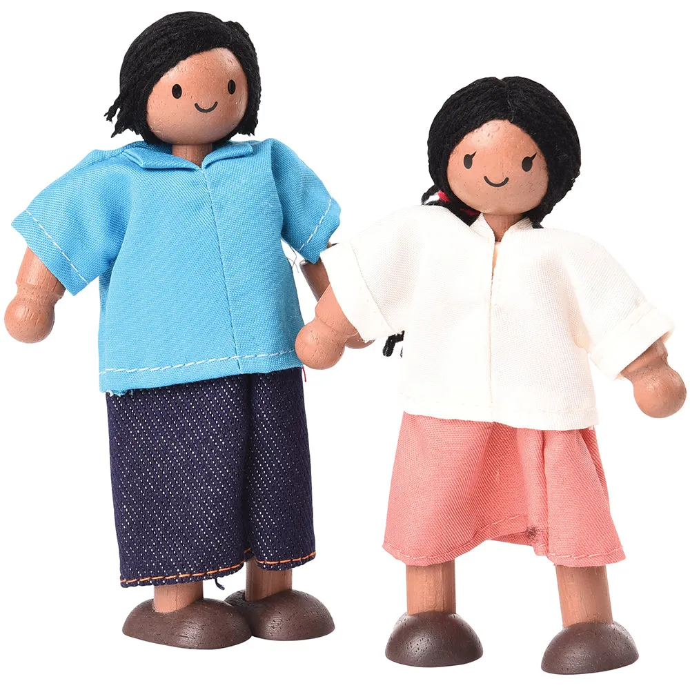 Posable Hispanic Family Wooden Dolls | 4 Piece Set