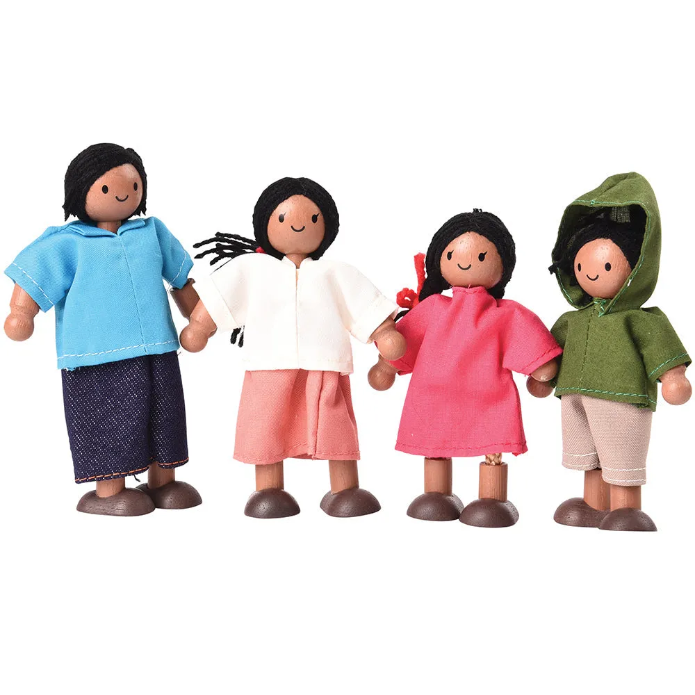 Posable Hispanic Family Wooden Dolls | 4 Piece Set