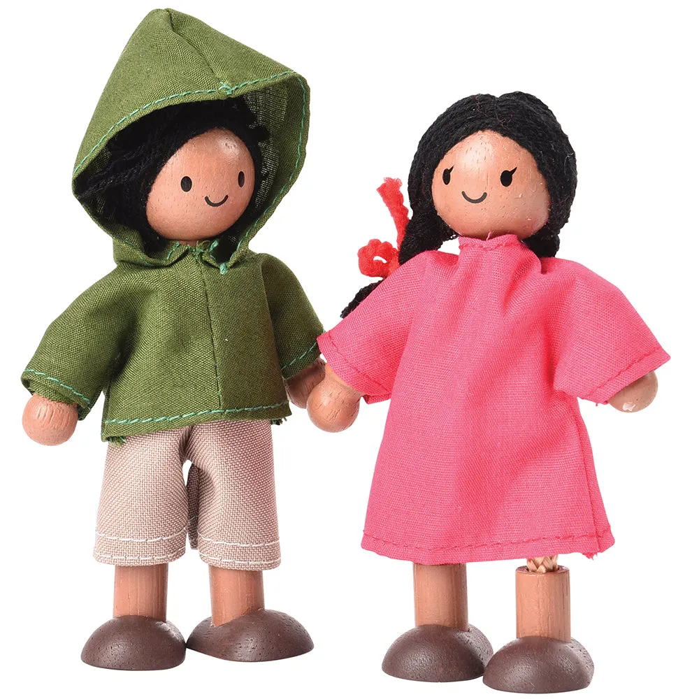 Posable Hispanic Family Wooden Dolls | 4 Piece Set