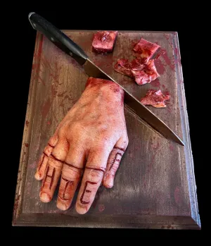 "Cutting Board with Magnetic Fingers" Human Body Part Halloween Prop