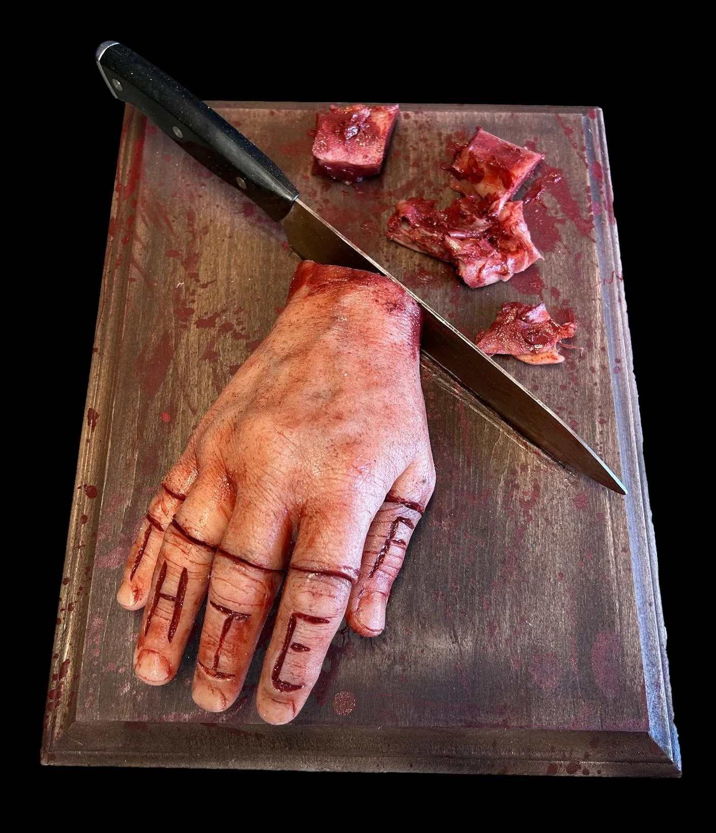 "Cutting Board with Magnetic Fingers" Human Body Part Halloween Prop