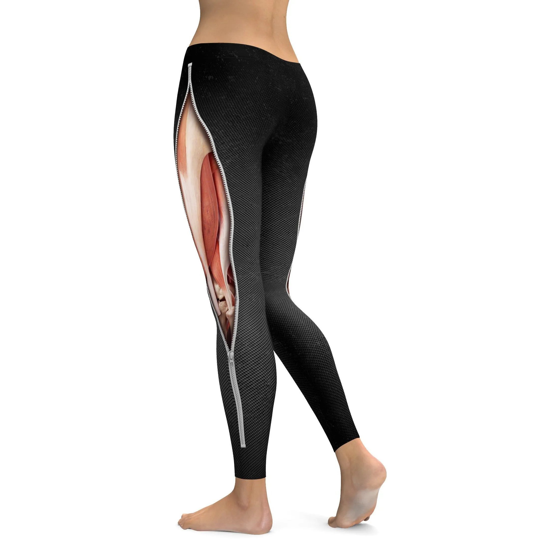 Realistic Muscles with Zipper Leggings